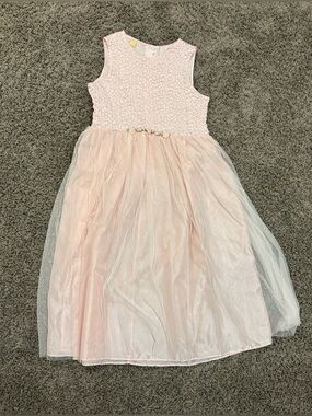 Light Pink Satin Textured Party Dress with tulle skirt, size XL